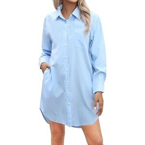Lyaner Blue button down shirt dress in 100% cotton